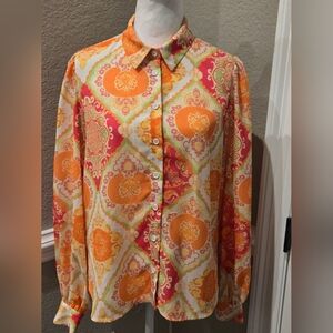 Flying Tomato Neon Paisley Blouse, Size Small